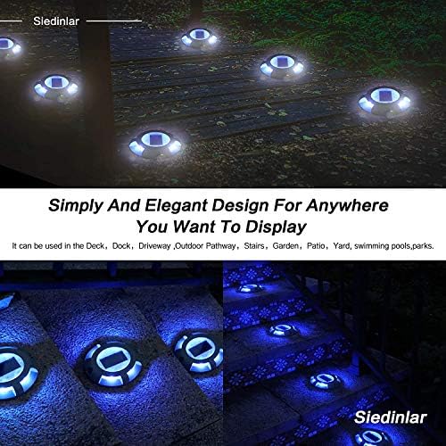 Siedinlar Solar Deck Lights – IP68 Waterproof Aluminum Ground Lights, 4 Pack