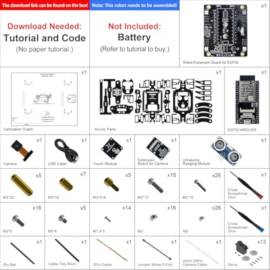 Freenove Robot Dog Kit for ESP32-WROVER CAM | DIY STEM Robotics Kit