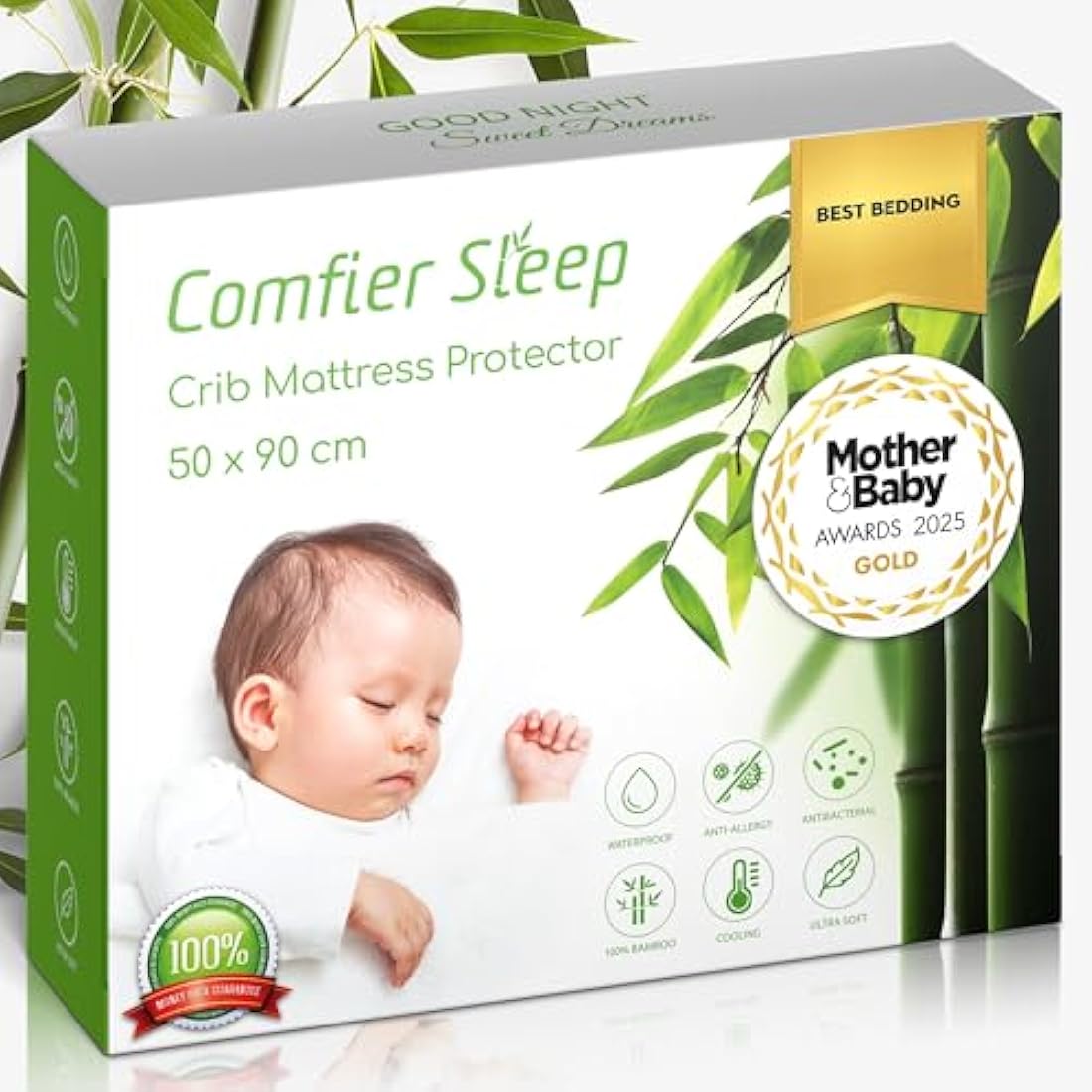 Jolof Store Waterproof Bamboo Crib Mattress Protector – 50x90cm