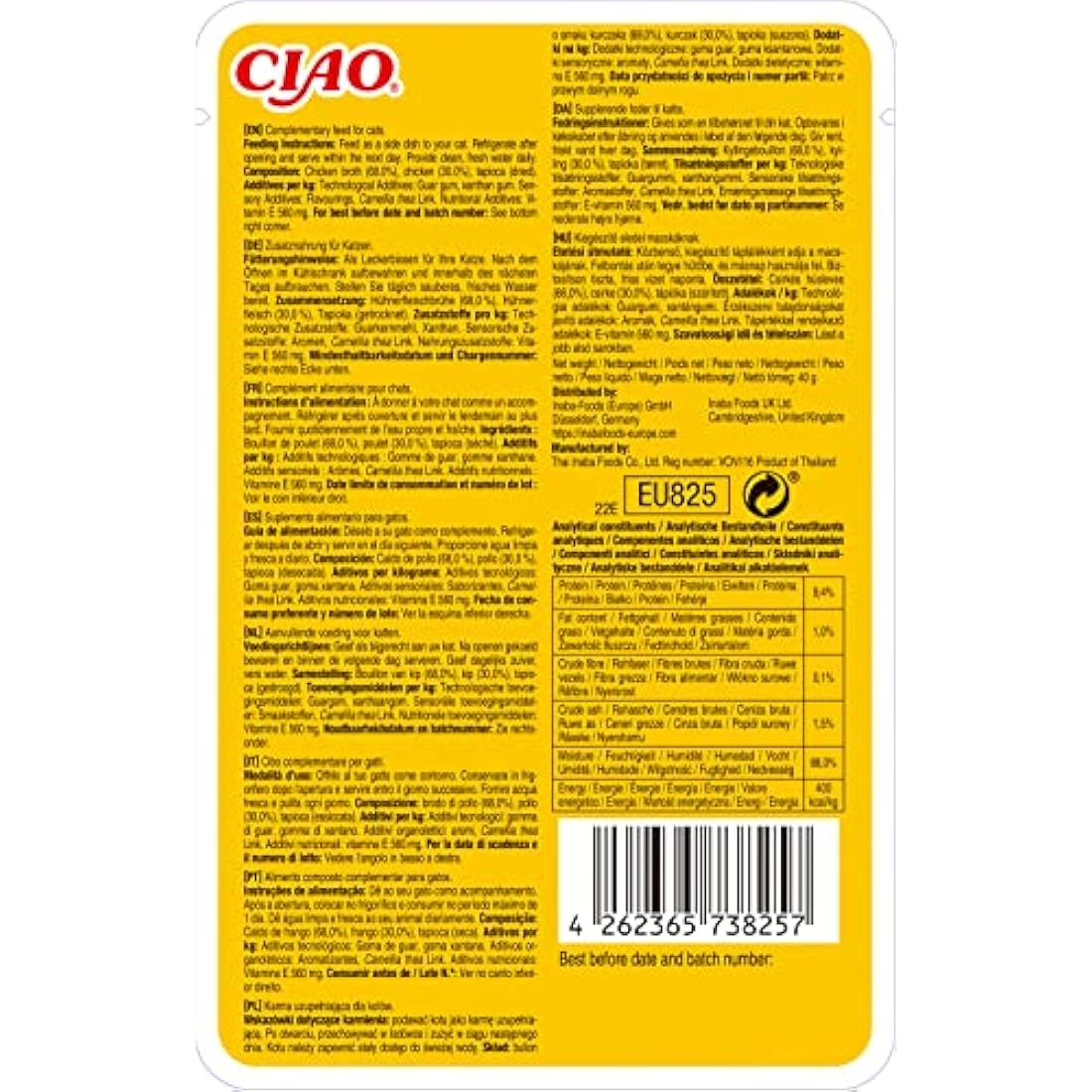 Inaba Ciao Chicken Broth Wet Cat Food Topper - Grain Free - 12 Packs