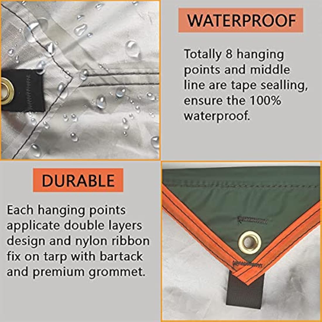 Waterproof Camping Tarp | Ripstop Rain Shelter with Poles