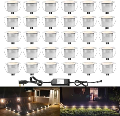 Jolof Store Warm White LED Decking Lights - IP67 Waterproof - 30 Pack