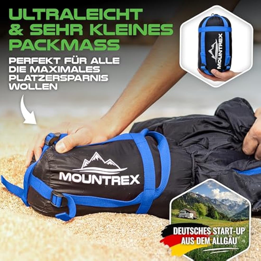 MOUNTREX Ultralight Mummy Sleeping Bag – 720g Compact Summer Gear