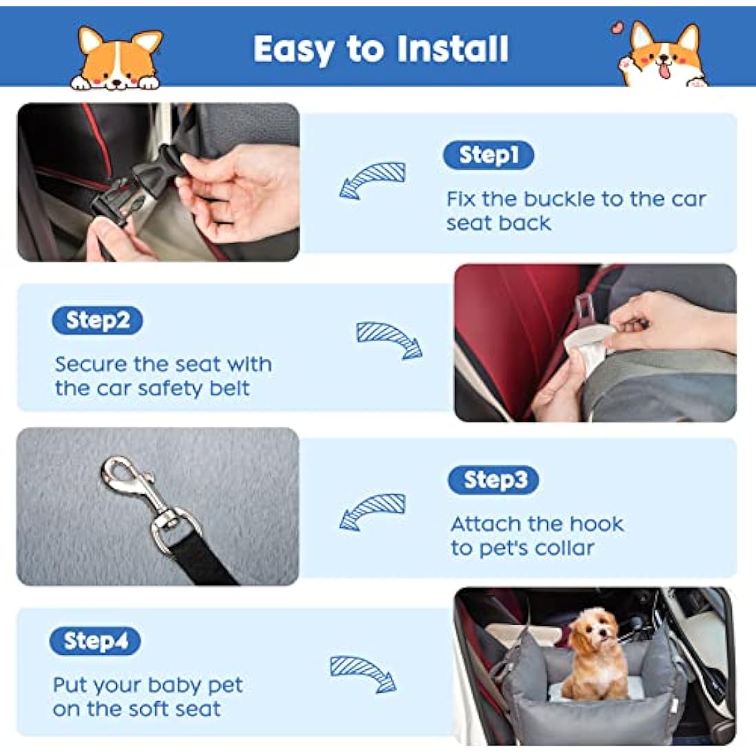 2-in-1 Dog Car Seat – Washable Waterproof Pet Booster Bed