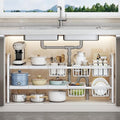 Jolof Store 2-Tier Under Sink Organiser – Expandable White Kitchen Shelf