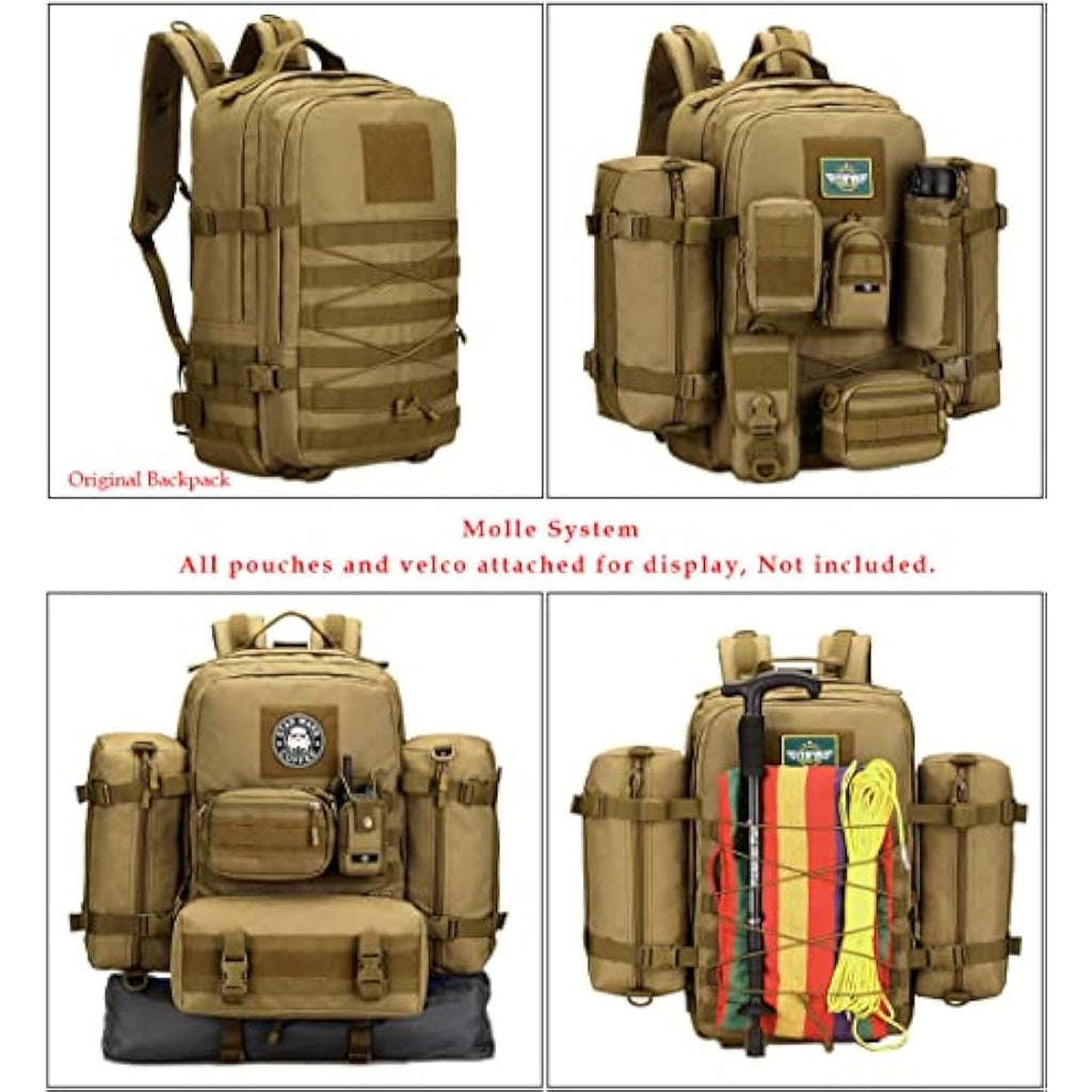 WTiger 45L Tactical Backpack | Water Resistant Molle Military Rucksack