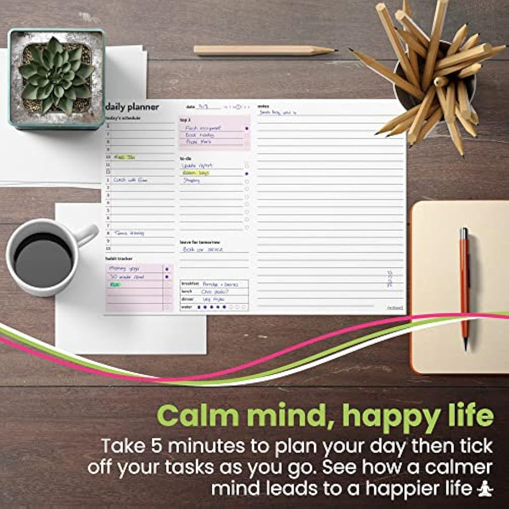 Jolof Store A4 Daily Planner Pad – 52 Tear Off Sheets with Habit Tracker