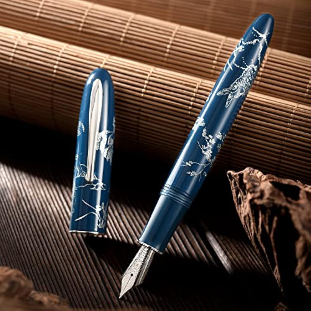 Hongdian N23 Blue Rabbit Fountain Pen | Extra Fine Nib Silver Trim