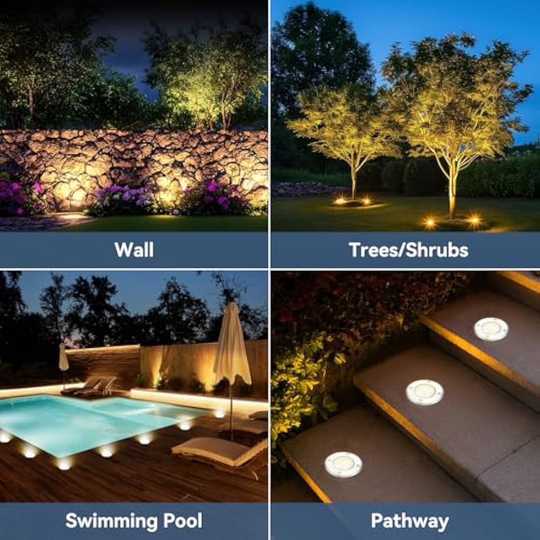 Goodia 3W LED Warm White In-Ground Landscape Lights - IP67 Waterproof (4 Pack)
