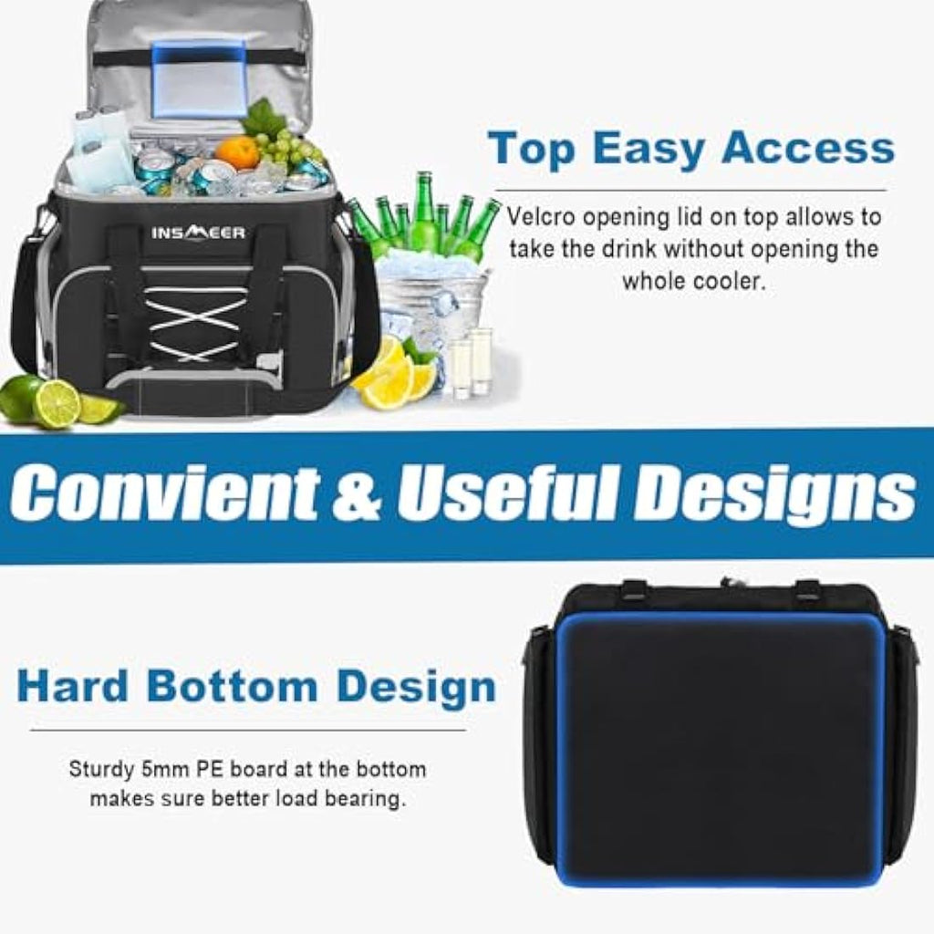 INSMEER 45L Large Insulated Cooler Bag – 55 Can Leak-Proof Foldable Bag