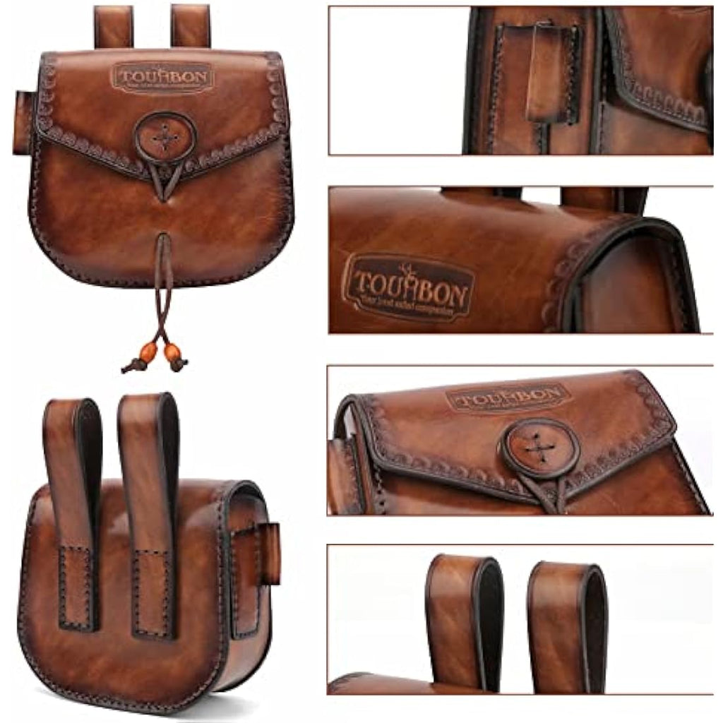 Tourbon Leather Multitool Belt Pouch – EDC Fire Starter Holder for Camping