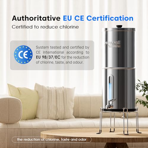 Purewell 5.7L Gravity Water Filter System – Stainless Steel with Stand