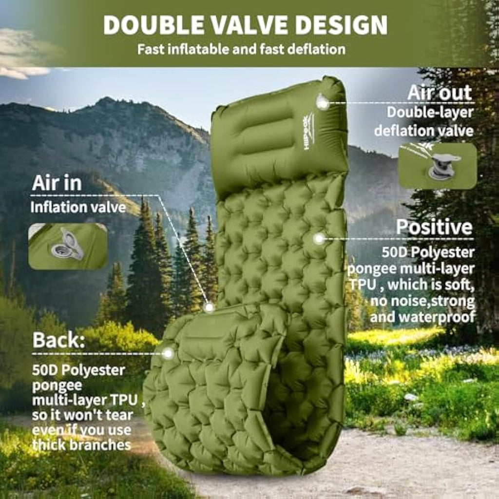HiiPeak Inflatable Camping Sleeping Pad – Ultralight Mat with Foot Pump