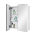 Fundin Double Door Medicine Cabinet – Matte White Metal Framed Mirror