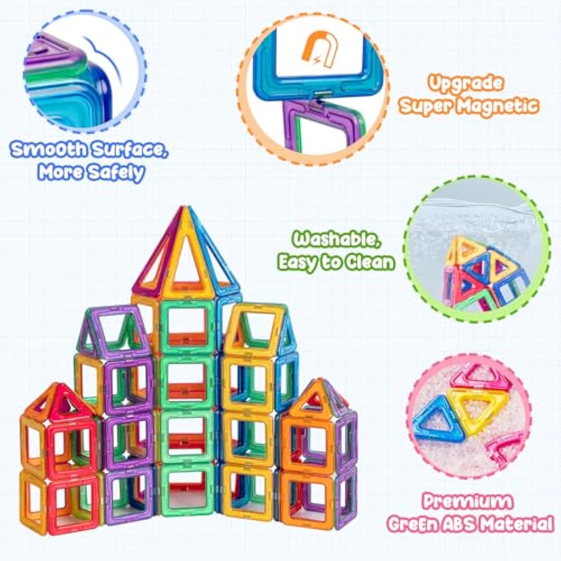 Jolof Store 122PCS Magnetic Tiles – STEM Building Blocks for Kids
