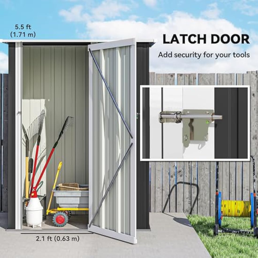 Jolof Store 5x3ft Metal Garden Storage Shed | Sloped Roof Tool Shed