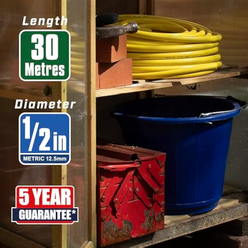 Faithfull Heavy-Duty Reinforced PVC Builders Hose – 30M Kink Resistant Pipe