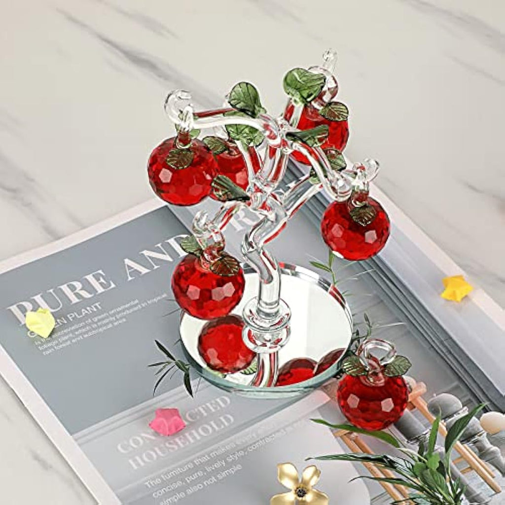 Crystal Glass Apple Tree – Red Feng Shui Table Figurine