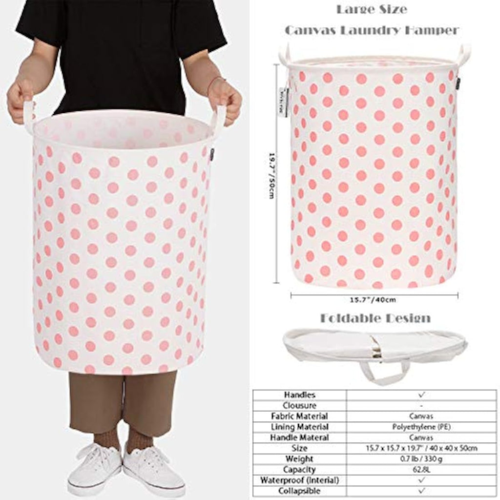Sea Team Waterproof Ramie Cotton Laundry Hamper – Large Folding Storage Bin