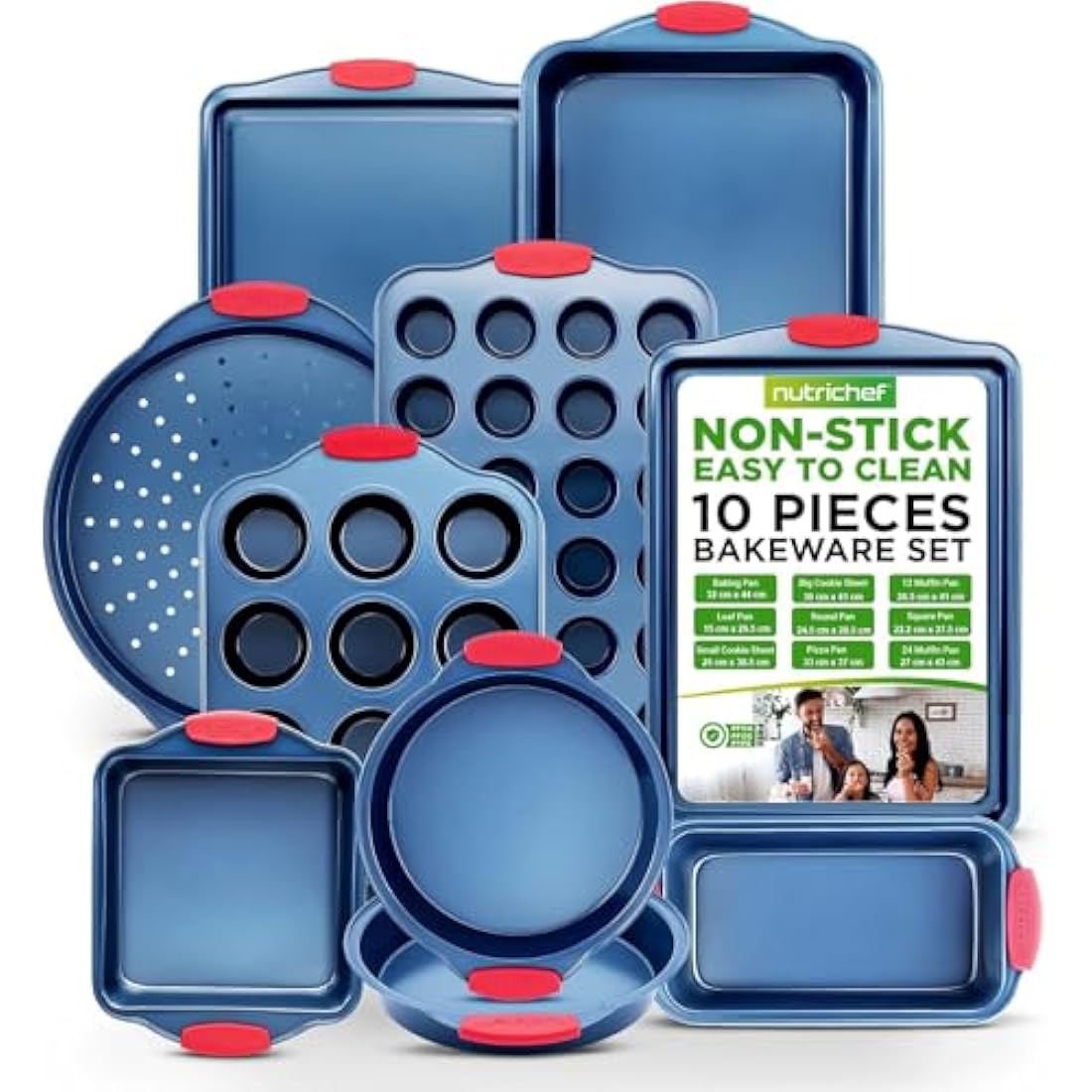 10-Piece Nonstick Carbon Steel Bakeware Set with Blue Coating