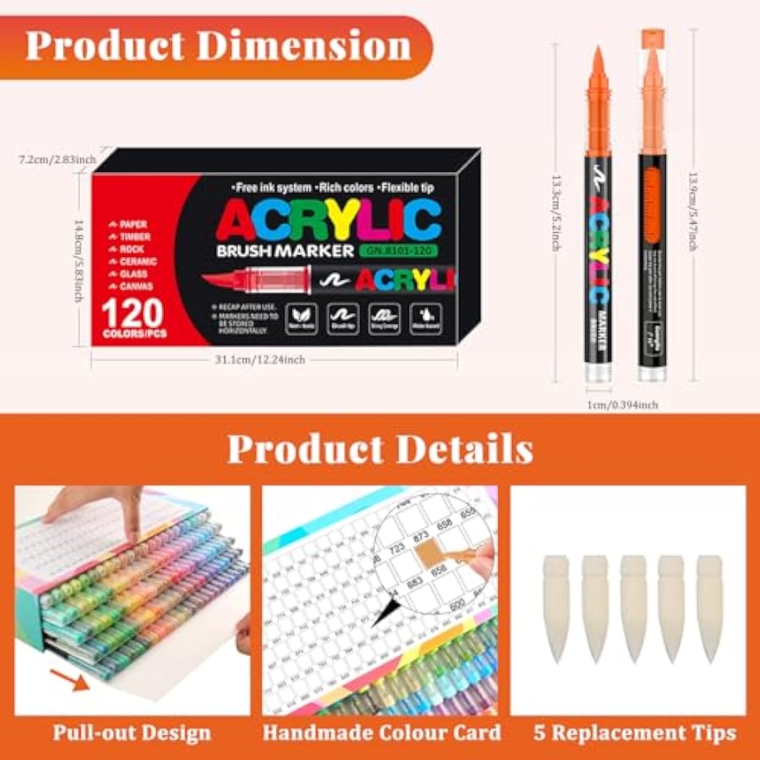 Funnasting 120 Colors Acrylic Paint Pens | Soft Brush Tip Art Markers