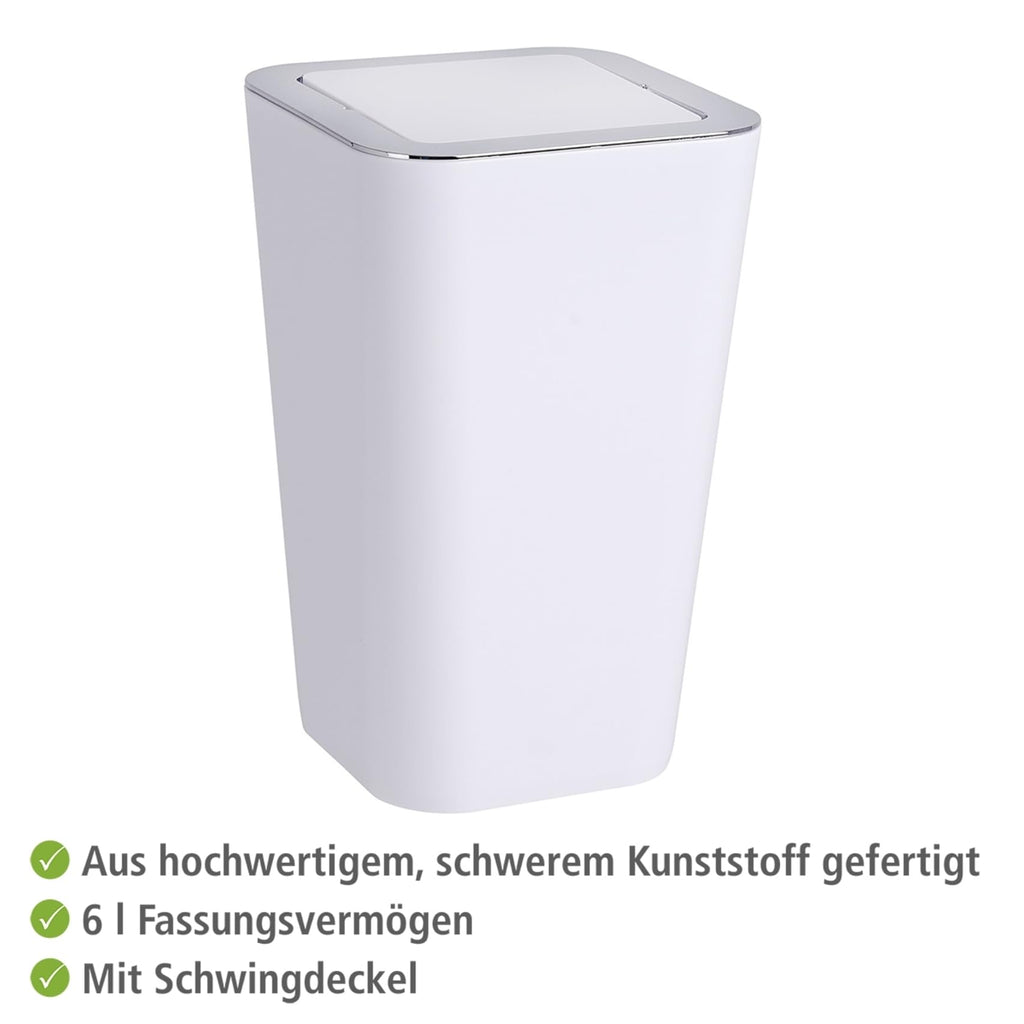 WENKO Candy Swing Cover Bin, ABS/PS, White/Chrome, 18 x 18 x 28.5 cm - image 2