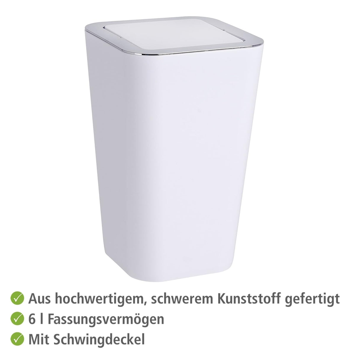 WENKO Candy Swing Cover Bin, ABS/PS, White/Chrome, 18 x 18 x 28.5 cm - image 2