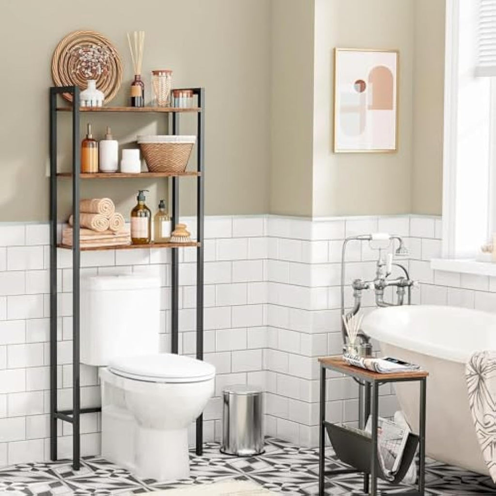 HOOBRO 3-Tier Over the Toilet Storage Rack – Industrial Bathroom Organizer
