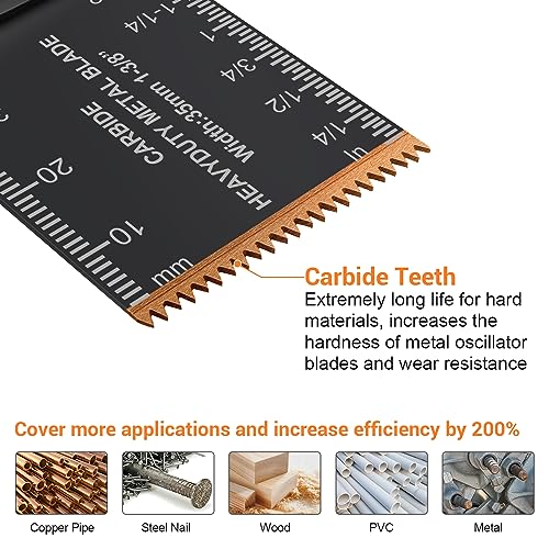 PECHAM 23PCS Titanium & Carbide Oscillating Multitool Blades for Metal