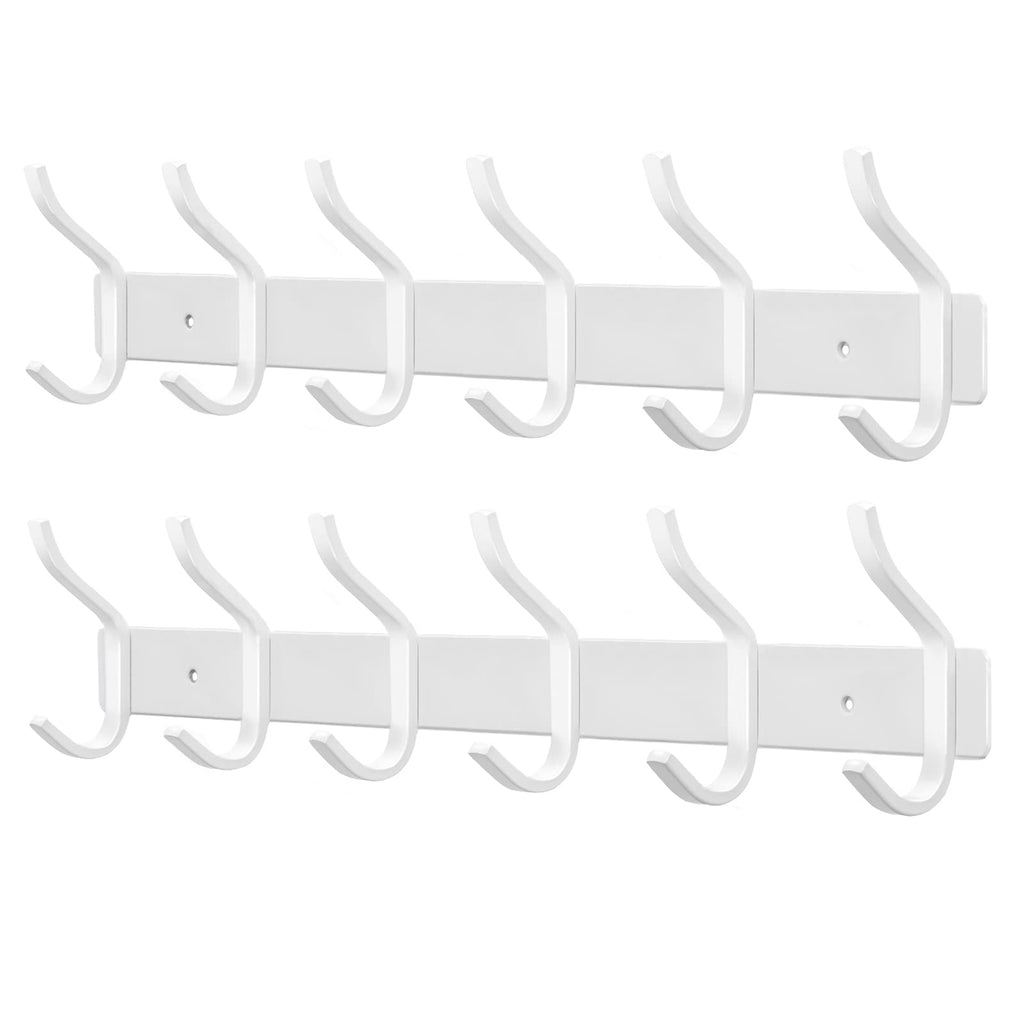 MEIJO Coat Hooks Wall Mounted, Coat Rack Wall Mounted Stainless Steel with 6 Hooks Heavy Duty Coat Hooks for Door, Bedroom, Bathroom, Kitchen