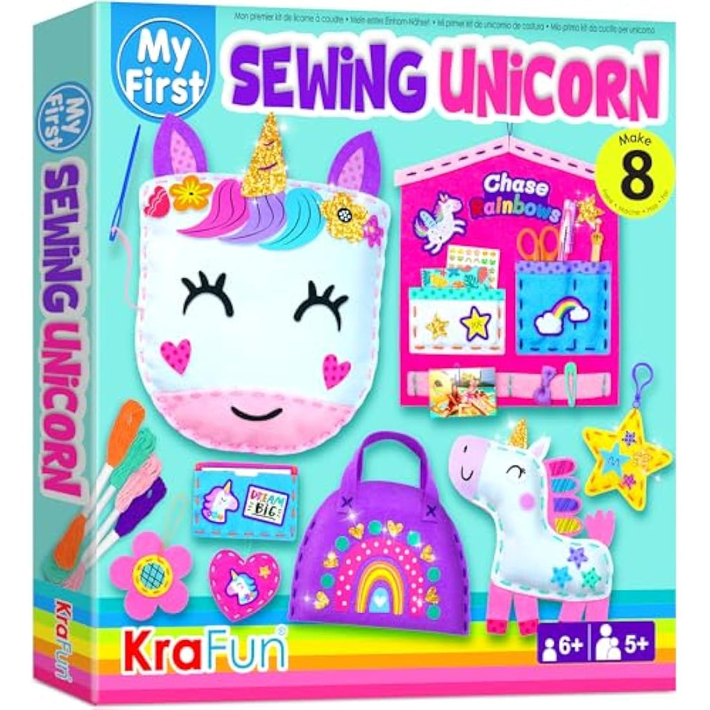 KRAFUN Kids Unicorn Sewing Kit – Beginner Felt Craft Kit with 5 DIY Projects