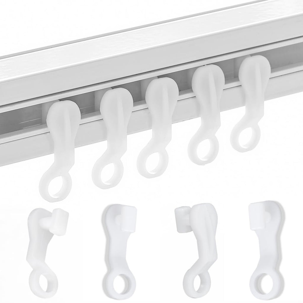 100 Pieces Plastic glider Curtain Hooks for curtains white,2.7x0.9mm