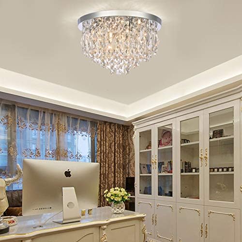 Jolof Store Modern Crystal Chandelier – 40cm Chrome Flush Mount Light