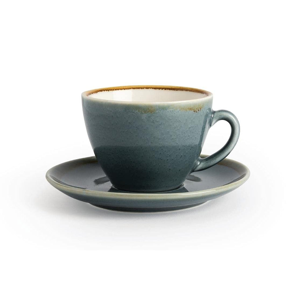 Olympia Kiln Ocean Porcelain Cappuccino Cups - 230ml Reactive Glaze - 6pk