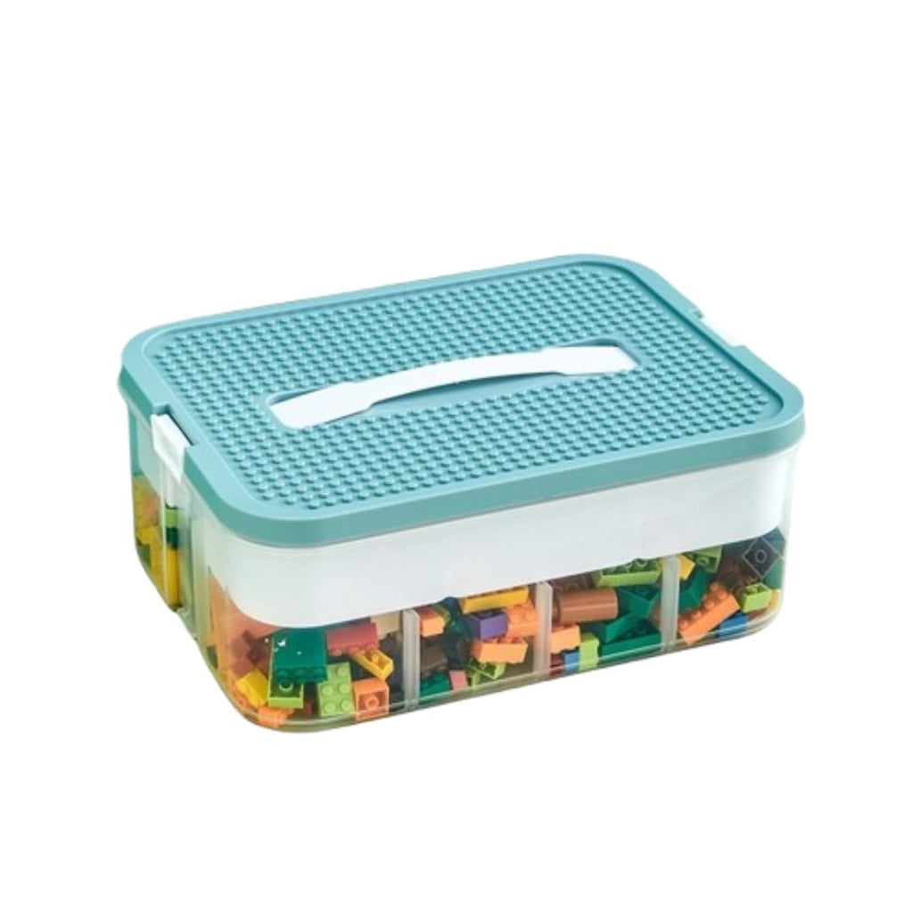 B2R Kids Toy Storage Box - 1 Tier Stackable for Lego - Plastic Organizer with Lid and Handle - Ideal for Toys, Small Rooms - Bedroom, School, Travel - image 1
