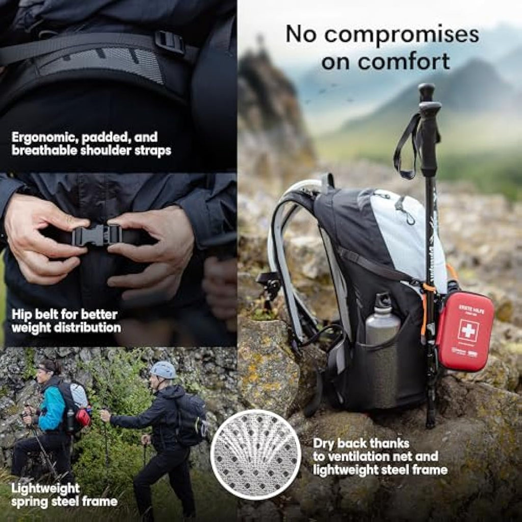 Jolof Store Hiking Backpack 20L – Ventilated Trekking Daypack, White