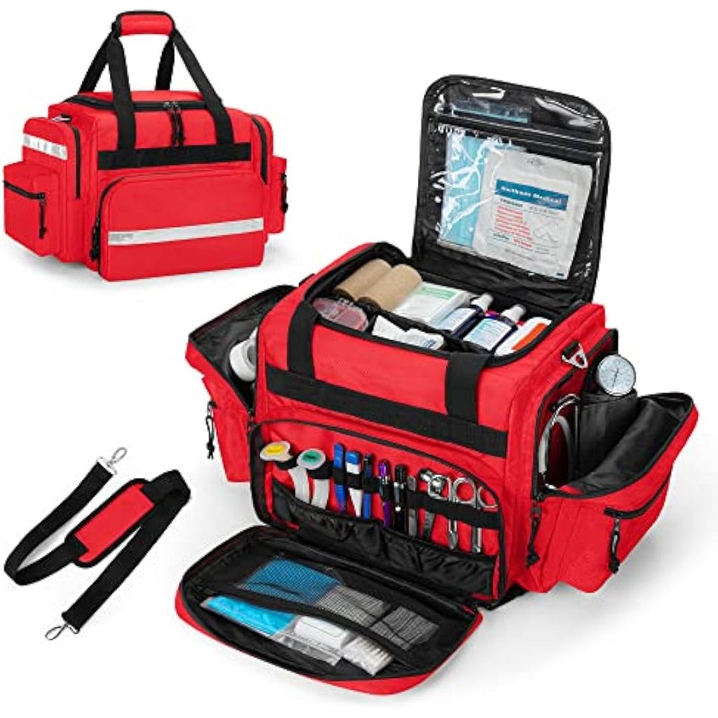 Damero Large Medical Trauma Bag – Professional First Responder Bag, Red