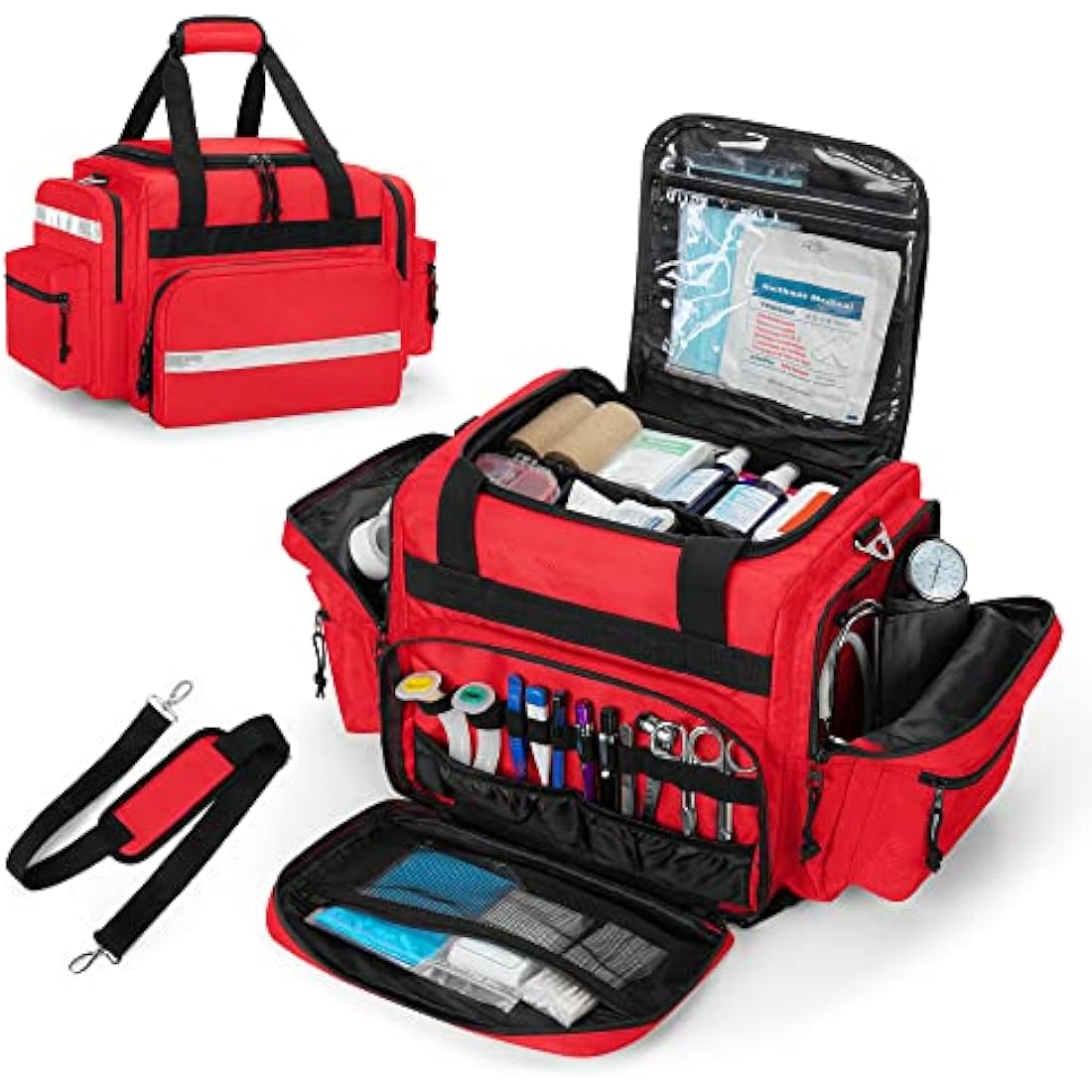 Damero Large Medical Trauma Bag – Professional First Responder Bag, Red