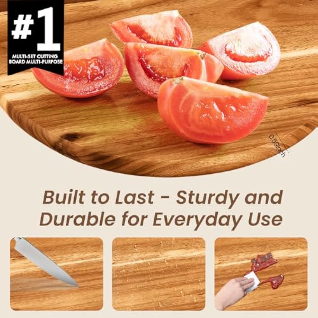 Jolof Store Acacia Wood Charcuterie Board Set - 3 Piece Serving Trays