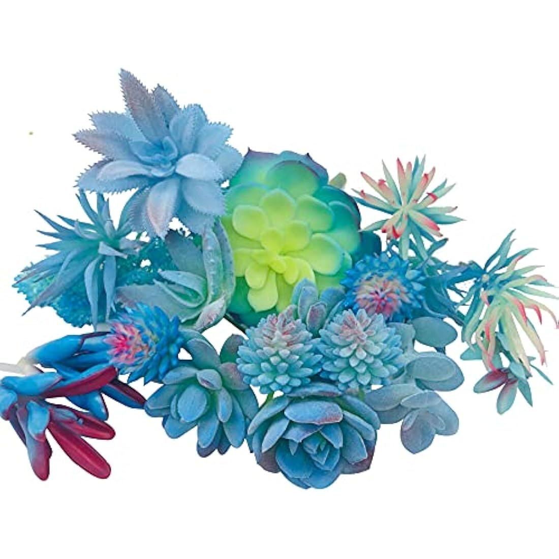 Woohome 20 PCS Artificial Succulent Plants - Flocked Blue Faux Assortment