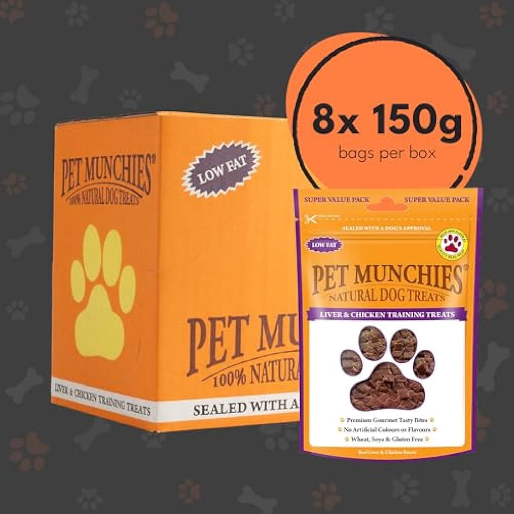 Pet Munchies Liver & Chicken Grain Free Dog Training Treats - 8 x 150g