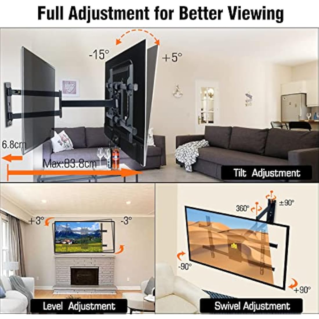 Forging Mount Long Reach TV Wall Bracket | 820mm Full Motion Corner Mount