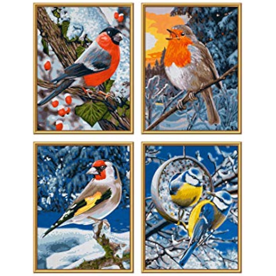 Schipper Winter Birds Paint by Numbers Kit - 4 Canvas Boards Art Set
