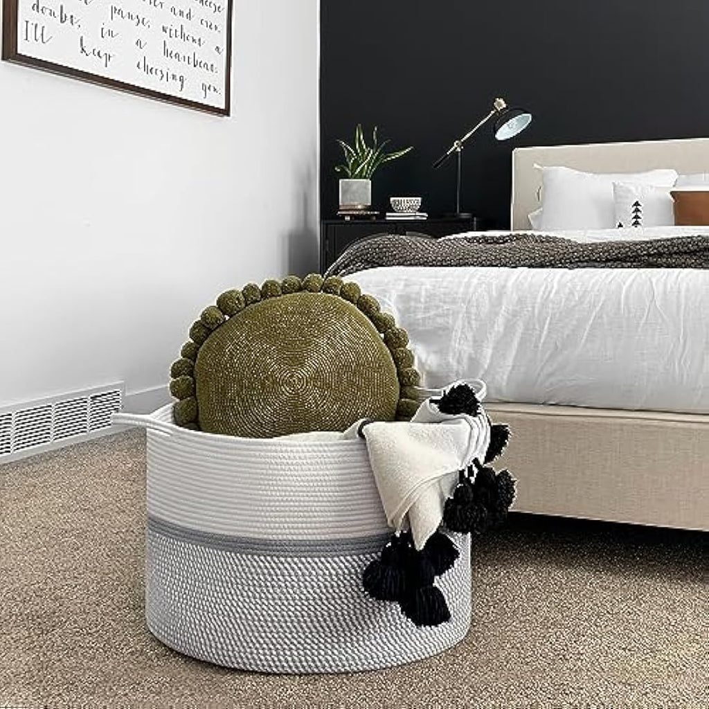 Jolof Store XXXL Cotton Rope Laundry Basket | Large Woven Storage Hamper