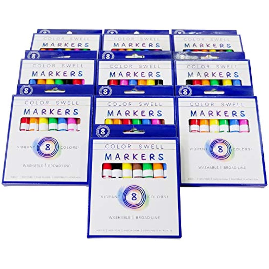 Color Swell Washable Markers Bulk Pack - 10 Sets of 8 Vibrant Colors