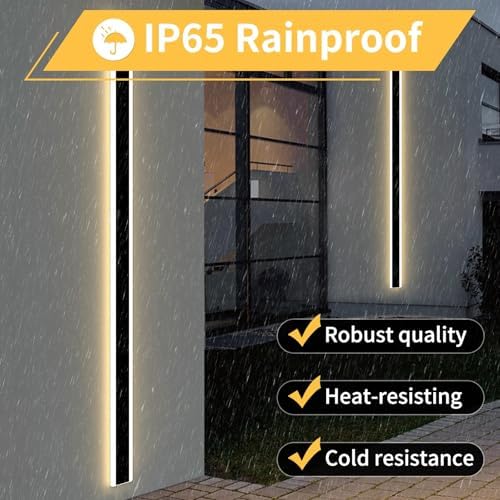 Mikeru 180cm Outdoor LED Strip Wall Light – 60W IP65 Modern Black Sconce