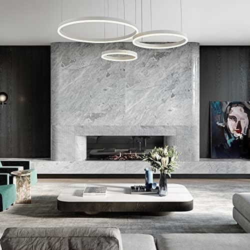 STARRYOL Modern LED Pendant Light | 3-Ring Dimmable Chandelier, 78W