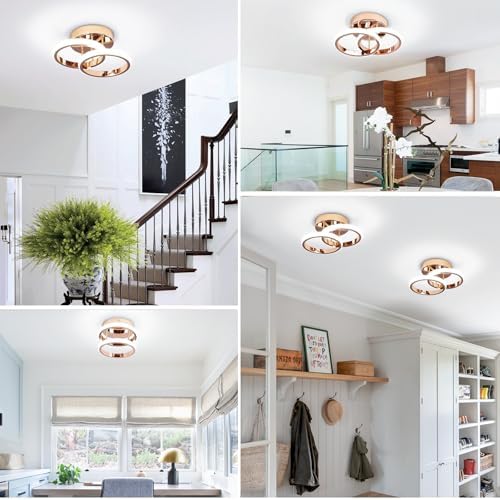 EIDISUNY Modern LED Ceiling Light – 22W Cool White Flush Mount Gold