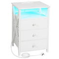 AMHANCIBLE Bedside Table with RGB LED Lights and Charging Station