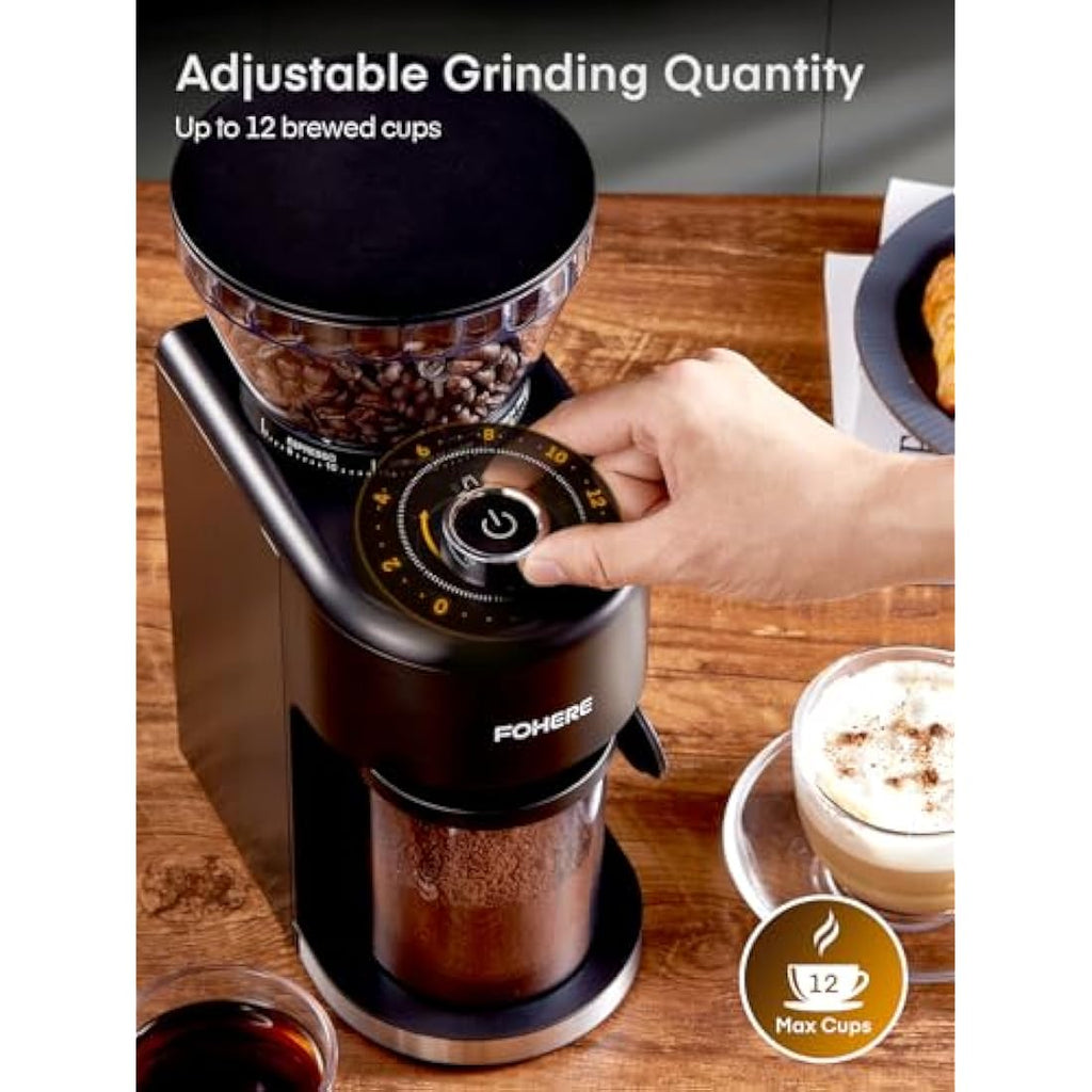 FOHERE Conical Burr Coffee Grinder - 35 Precise Settings for Espresso